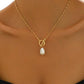 Elegant Gold-Tone Pearl Pendant Necklace -  Stylish And Lightweight Jewelry.
