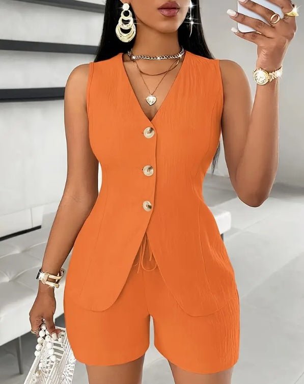 Elegant Solid Color Pants Set.