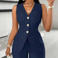 Elegant Solid Color Pants Set.