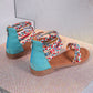 Ethnic Style Colorful Stitching Large Size Flat Bottom Sandals.