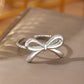 European And American Fashion Bowknot Stainless Steel Open Adjustable Ring.