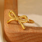 European And American Fashion Bowknot Stainless Steel Open Adjustable Ring.