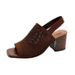 European And American Flying Woven High Heel Chunky Heel Sandals For Women.