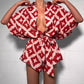 European And American Loose Casual Print Lace-up Jumpsuit Shorts.