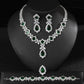 European And American Luxury Zircon Necklace Earring Bracelet Ring Suit.