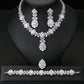European And American Luxury Zircon Necklace Earring Bracelet Ring Suit.