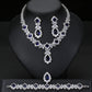 European And American Luxury Zircon Necklace Earring Bracelet Ring Suit.