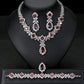 European And American Luxury Zircon Necklace Earring Bracelet Ring Suit.
