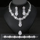 European And American Luxury Zircon Necklace Earring Bracelet Ring Suit.