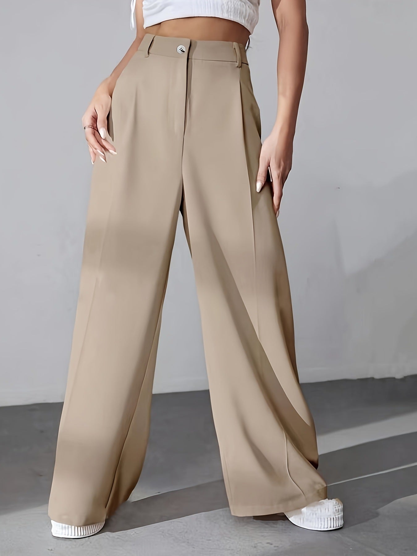 European And American New Women's Trousers Solid Color Casual Straight Pants.