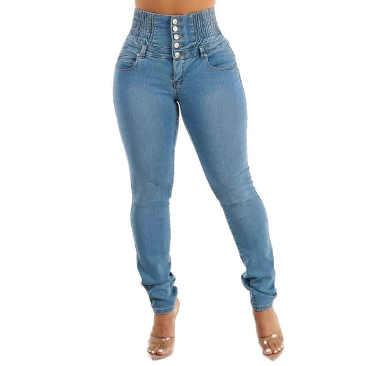 European And American Stretch Slimming Jeans Women's Button.