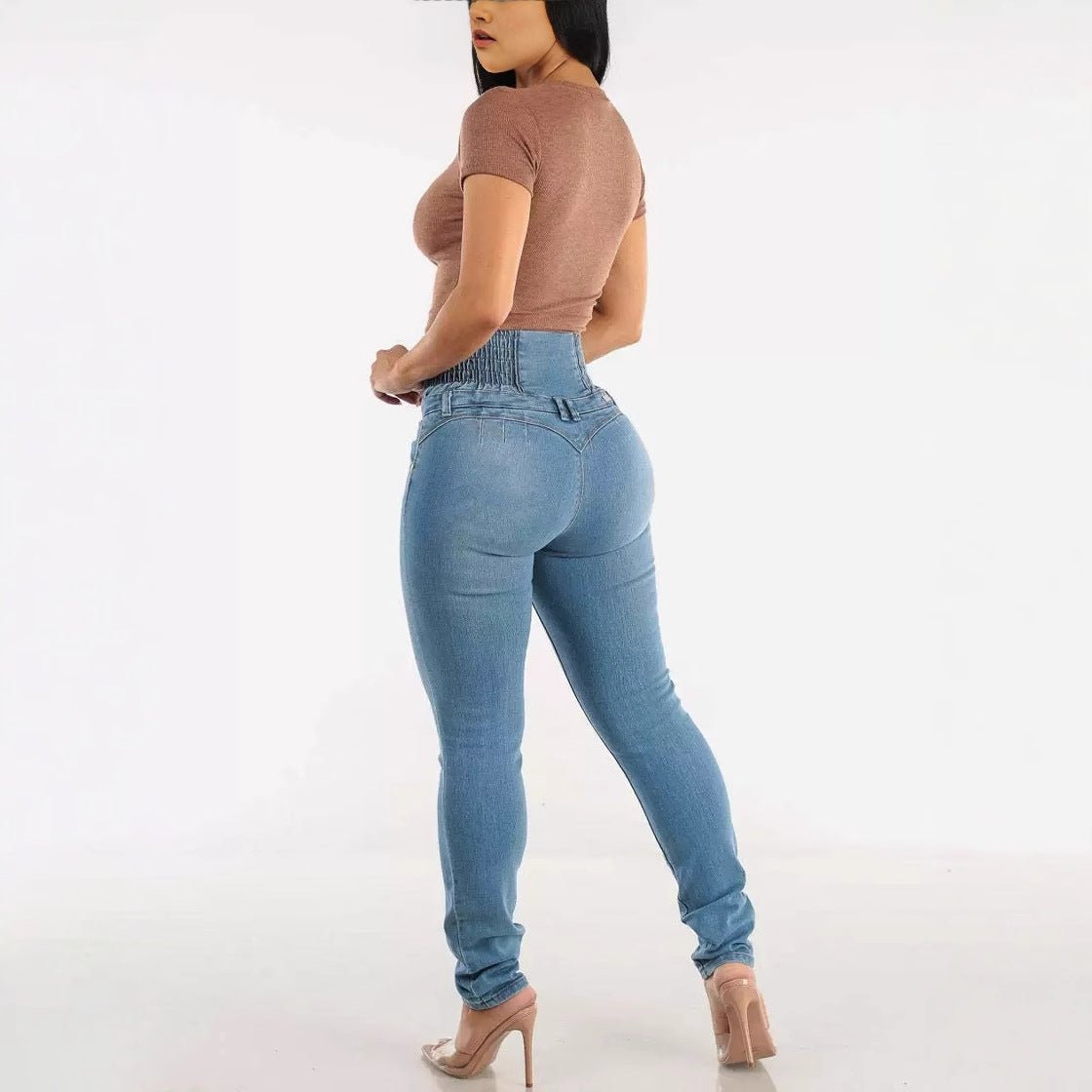 European And American Stretch Slimming Jeans Women's Button.