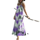 European And American Tie-dye Striped Printing Slip Plus Size Dress.