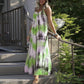 European And American Tie-dye Striped Printing Slip Plus Size Dress.
