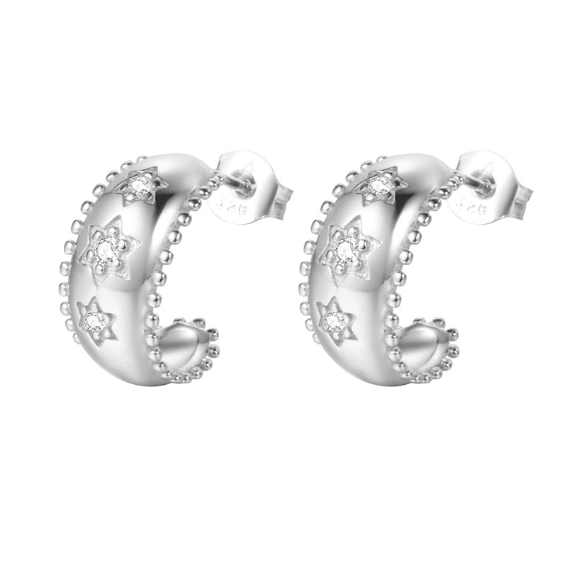 European And American Zircon Ear Clip Eardrops Hours Ear Ring.