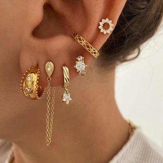 European And American Zircon Ear Clip Eardrops Hours Ear Ring.