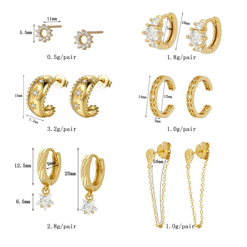 European And American Zircon Ear Clip Eardrops Hours Ear Ring.