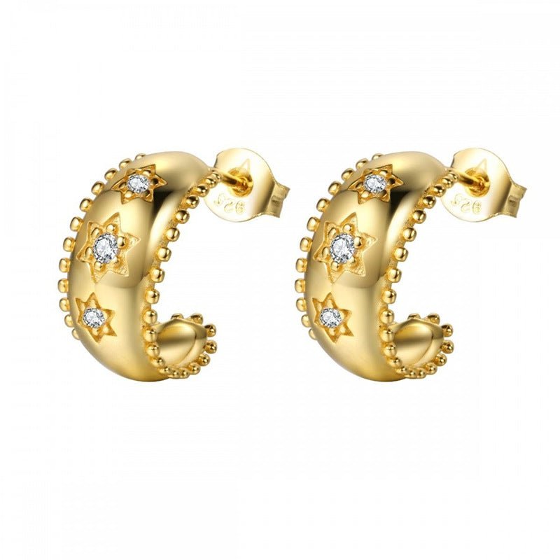 European And American Zircon Ear Clip Eardrops Hours Ear Ring.