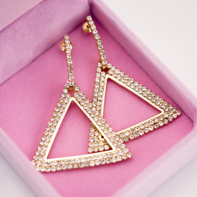 Exaggerated Geometry Triangle Copper Earrings For Women.