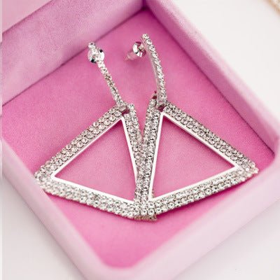 Exaggerated Geometry Triangle Copper Earrings For Women.