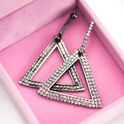 Exaggerated Geometry Triangle Copper Earrings For Women.
