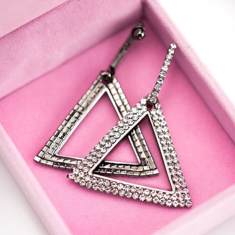 Exaggerated Geometry Triangle Copper Earrings For Women.