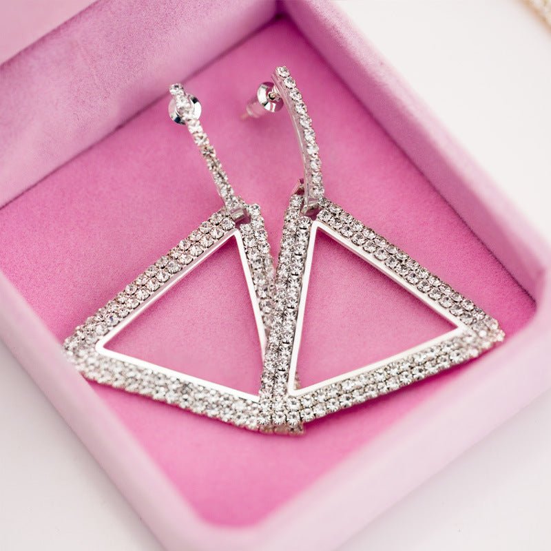 Exaggerated Geometry Triangle Copper Earrings For Women.