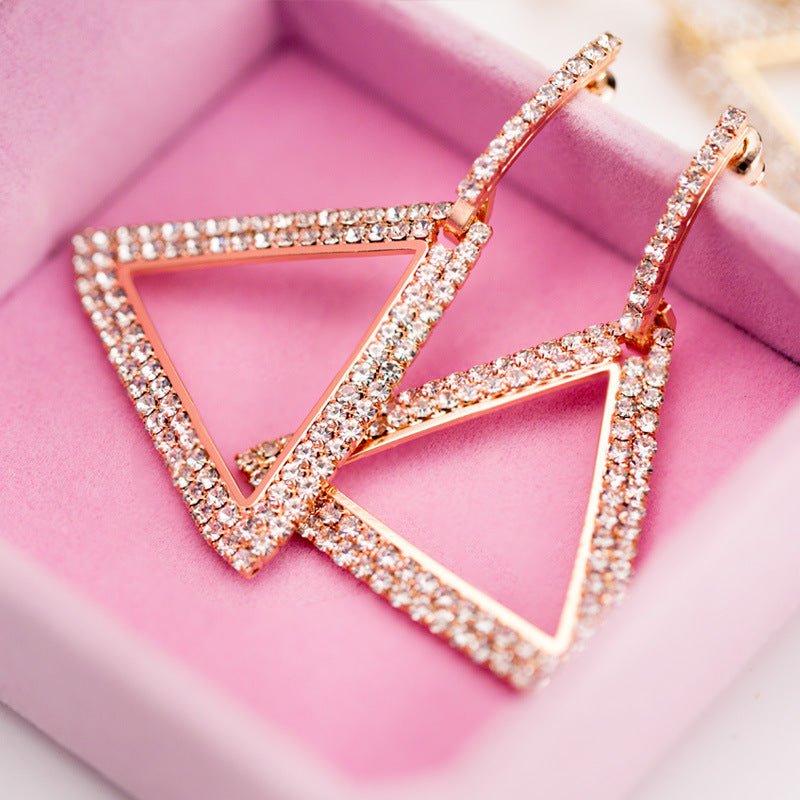 Exaggerated Geometry Triangle Copper Earrings For Women.