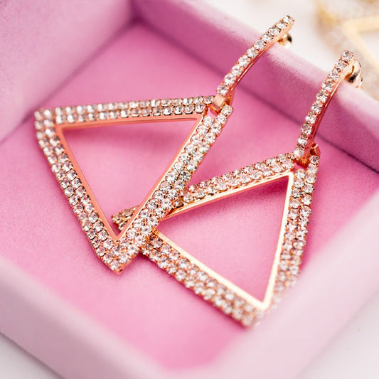 Exaggerated Geometry Triangle Copper Earrings For Women.