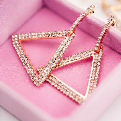 Exaggerated Geometry Triangle Copper Earrings For Women.