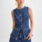 Denim Fashion Casual Sleeveless Women's Suit.