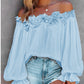 Casual Blouses Shoulder Off-Shoulder Long Sleeve Top Lotus Leaf Sleeve Shirt Loose Women's Clothing.