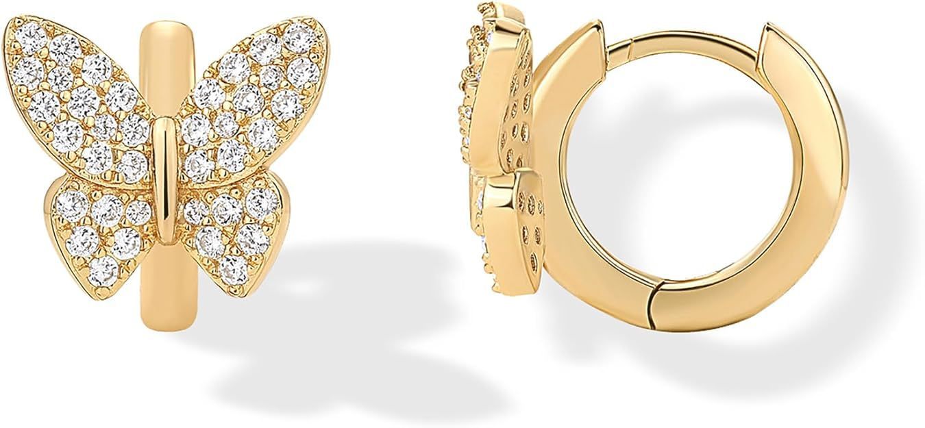 Fashion Copper Inlaid Zirconium Butterfly Ear Ring Niche.