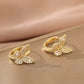 Fashion Copper Inlaid Zirconium Butterfly Ear Ring Niche.