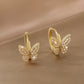Fashion Copper Inlaid Zirconium Butterfly Ear Ring Niche.