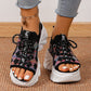 Fashion Hollowed-out Mid Heel Mesh Women's Sports Style Soft Back Thick Back Sandals.