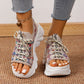 Fashion Hollowed-out Mid Heel Mesh Women's Sports Style Soft Back Thick Back Sandals.