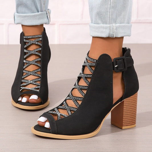 Fashion Large Size Women's Chunky Heel Shoes High Heel Sandals.