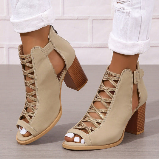 Fashion Large Size Women's Chunky Heel Shoes High Heel Sandals.