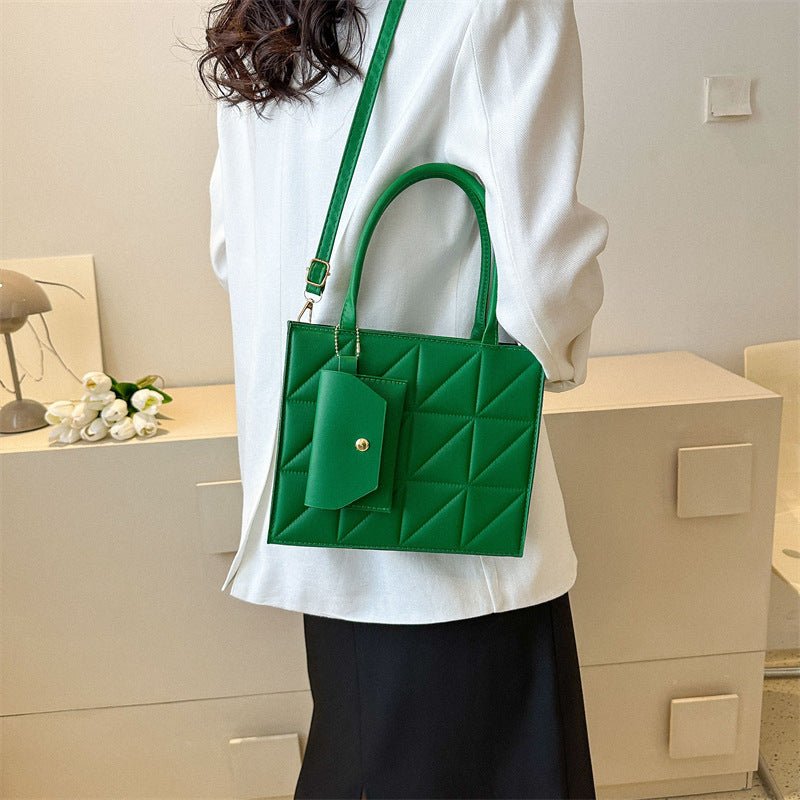 Fashion Plaid Shoulder With Small Wallet Simple Elegant Portable Square Tots Women's Handbag.