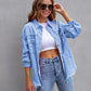 Fashion Ripped Shirt Jacket Female Autumn And Spring Casual Tops Womens Clothing.