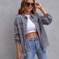 Fashion Ripped Shirt Jacket Female Autumn And Spring Casual Tops Womens Clothing.