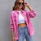 Fashion Ripped Shirt Jacket Female Autumn And Spring Casual Tops Womens Clothing.