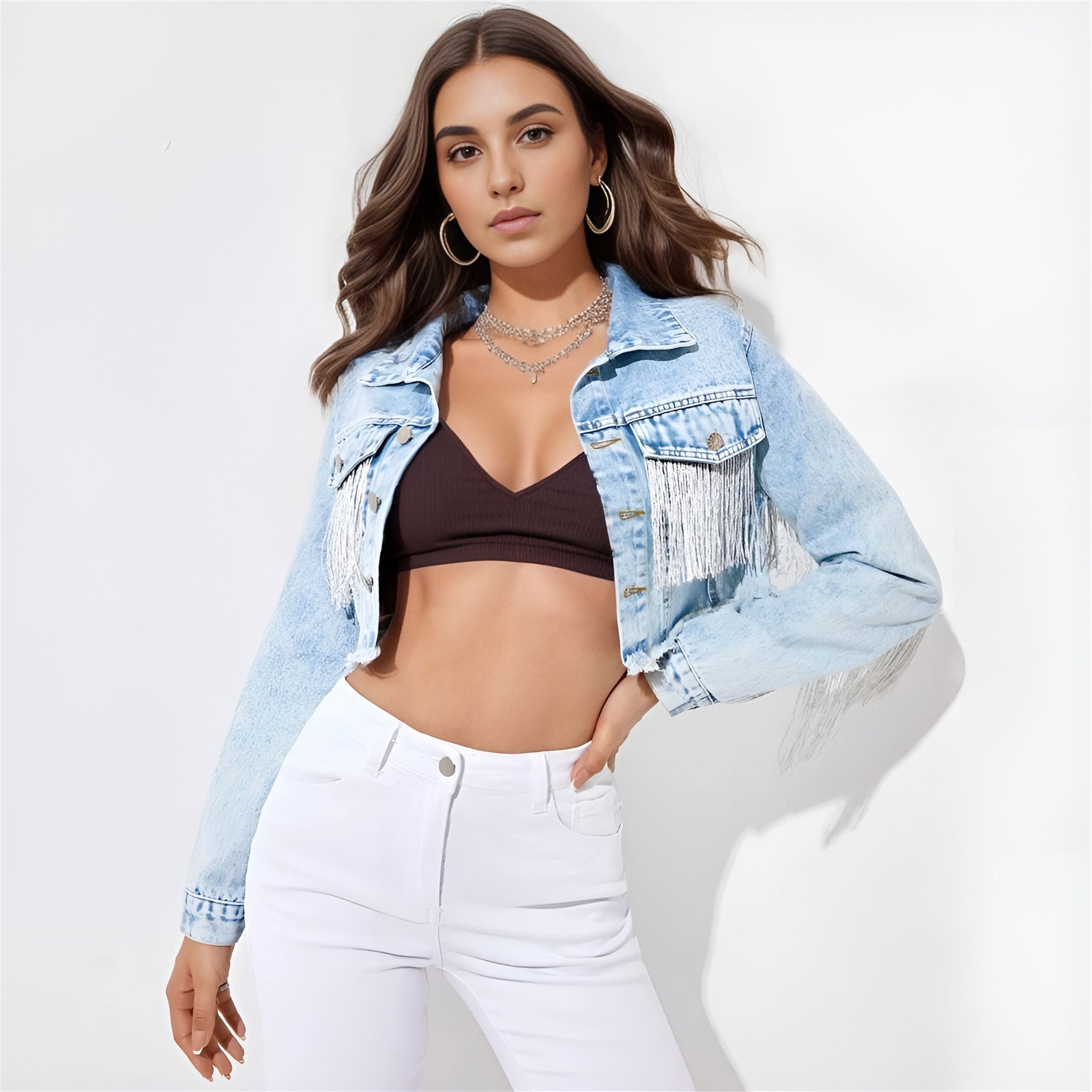 Fashion Tassel Stitching Do The Old Cowboy Jacket For Women.