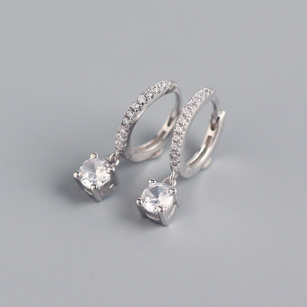 Female S925 Sterling Silver INS Style Rhinestone Earrings.