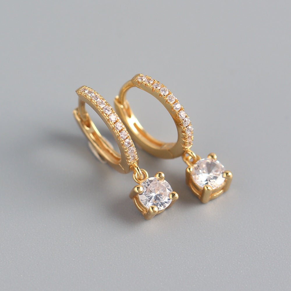 Female S925 Sterling Silver INS Style Rhinestone Earrings.
