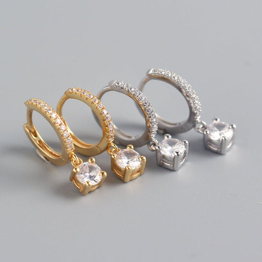 Female S925 Sterling Silver INS Style Rhinestone Earrings.