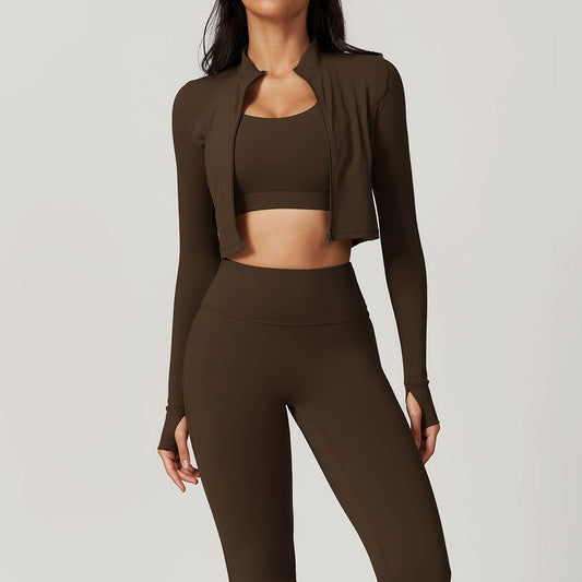 Fitness Clothing Shockproof High Waist Yoga Clothing Three Piece Set.