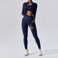 Fitness Clothing Shockproof High Waist Yoga Clothing Three Piece Set.