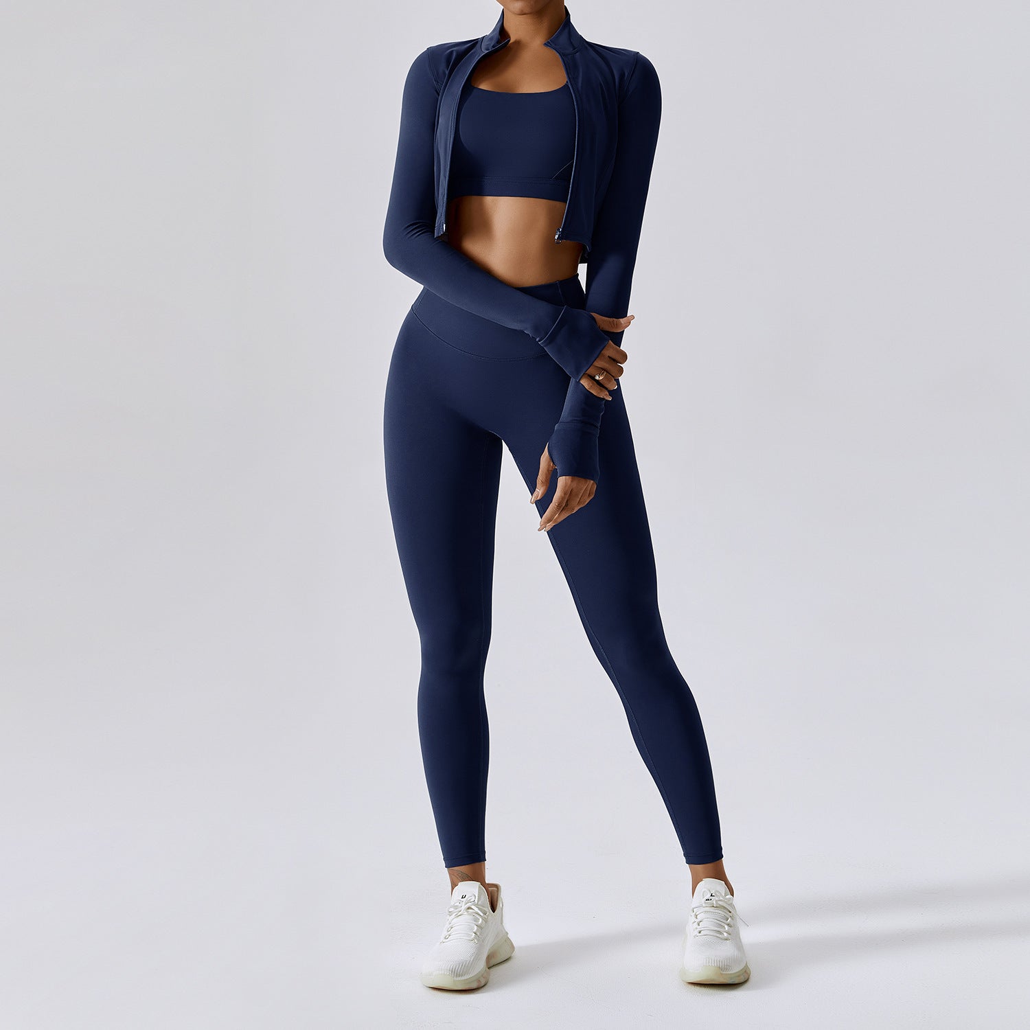 Fitness Clothing Shockproof High Waist Yoga Clothing Three Piece Set.